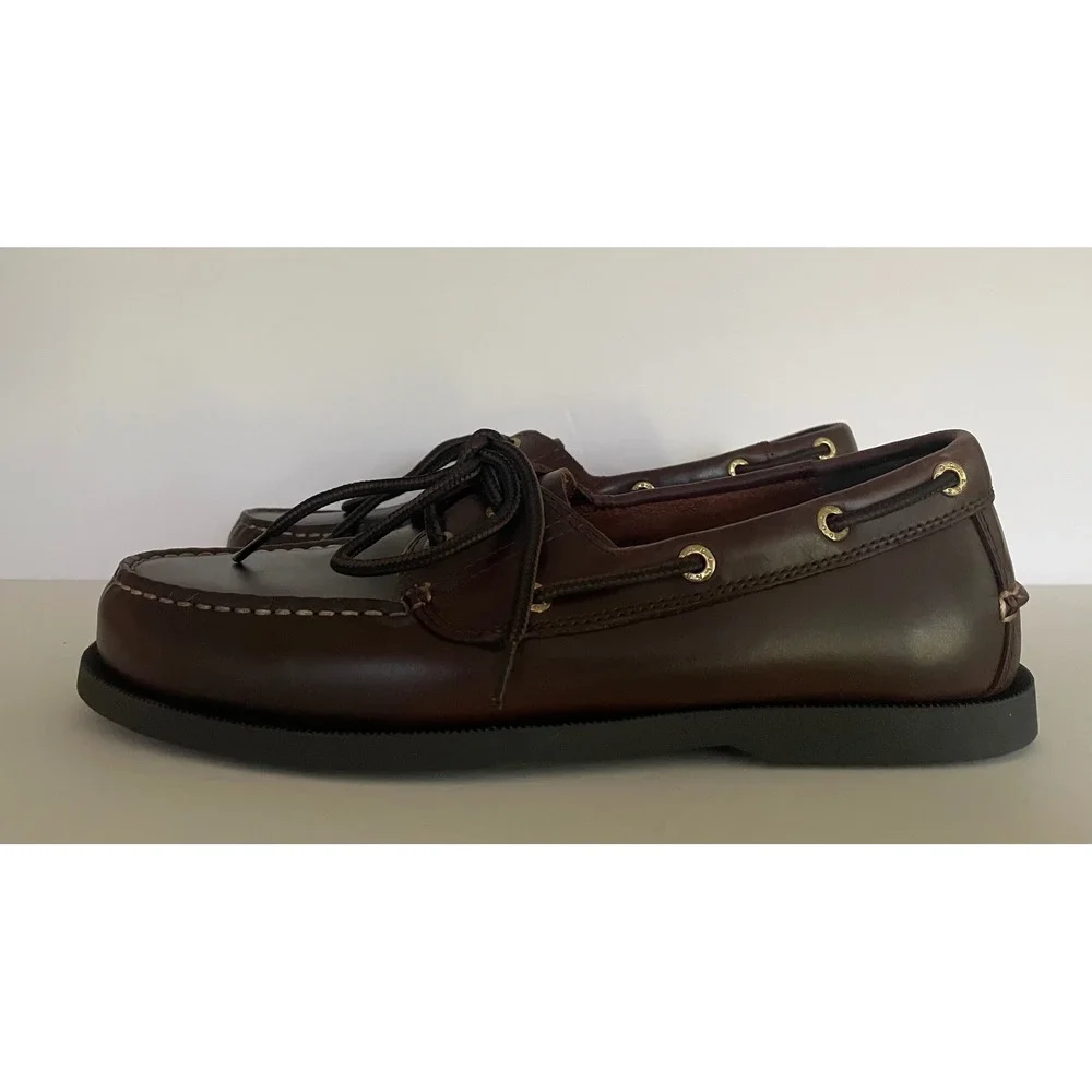 Dockers Mens Vargas Brown Leather Lace Up Boat Shoes Nautical‎ Loafers 8.5M NEW